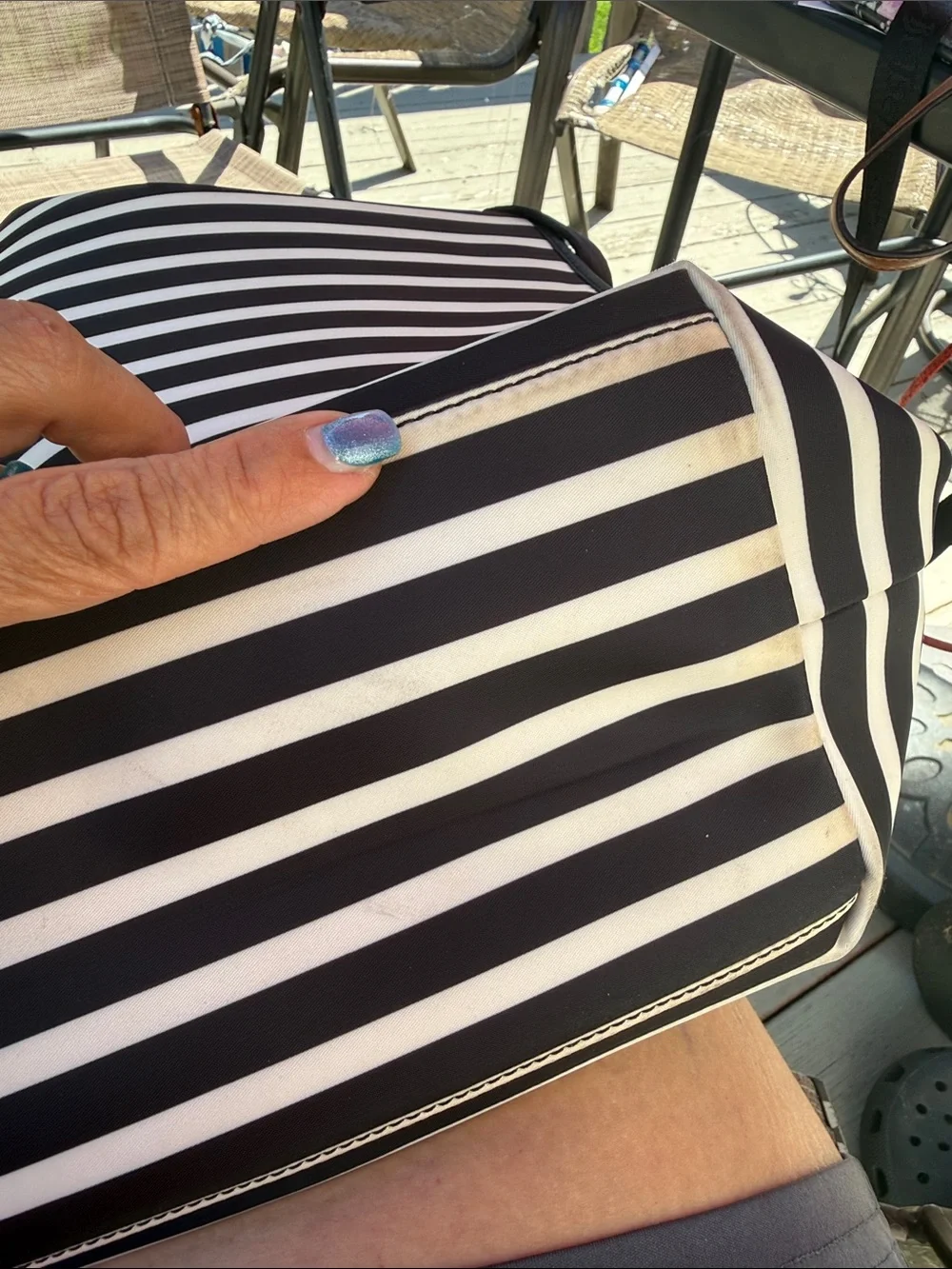 kate spade Black and White Striped Crossbody messenger bag